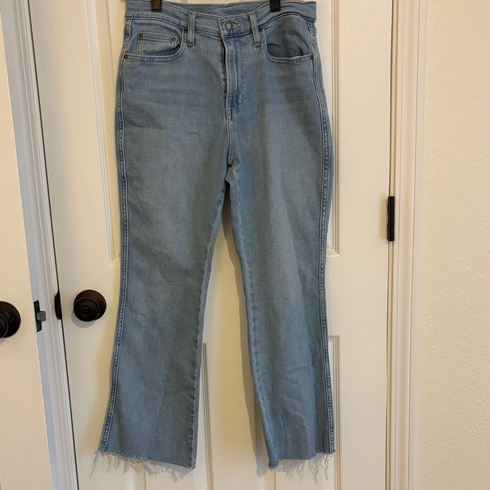 L.L. Bean Light Blue Jeans with Frayed Hem